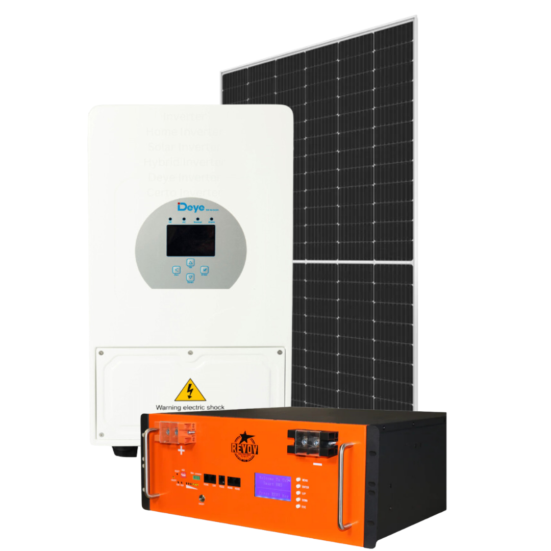 Sunsynk 8kw + 2 x 5.1 Revov Lithium-ion r100 + 12 x New 560W Energy Solar Panels